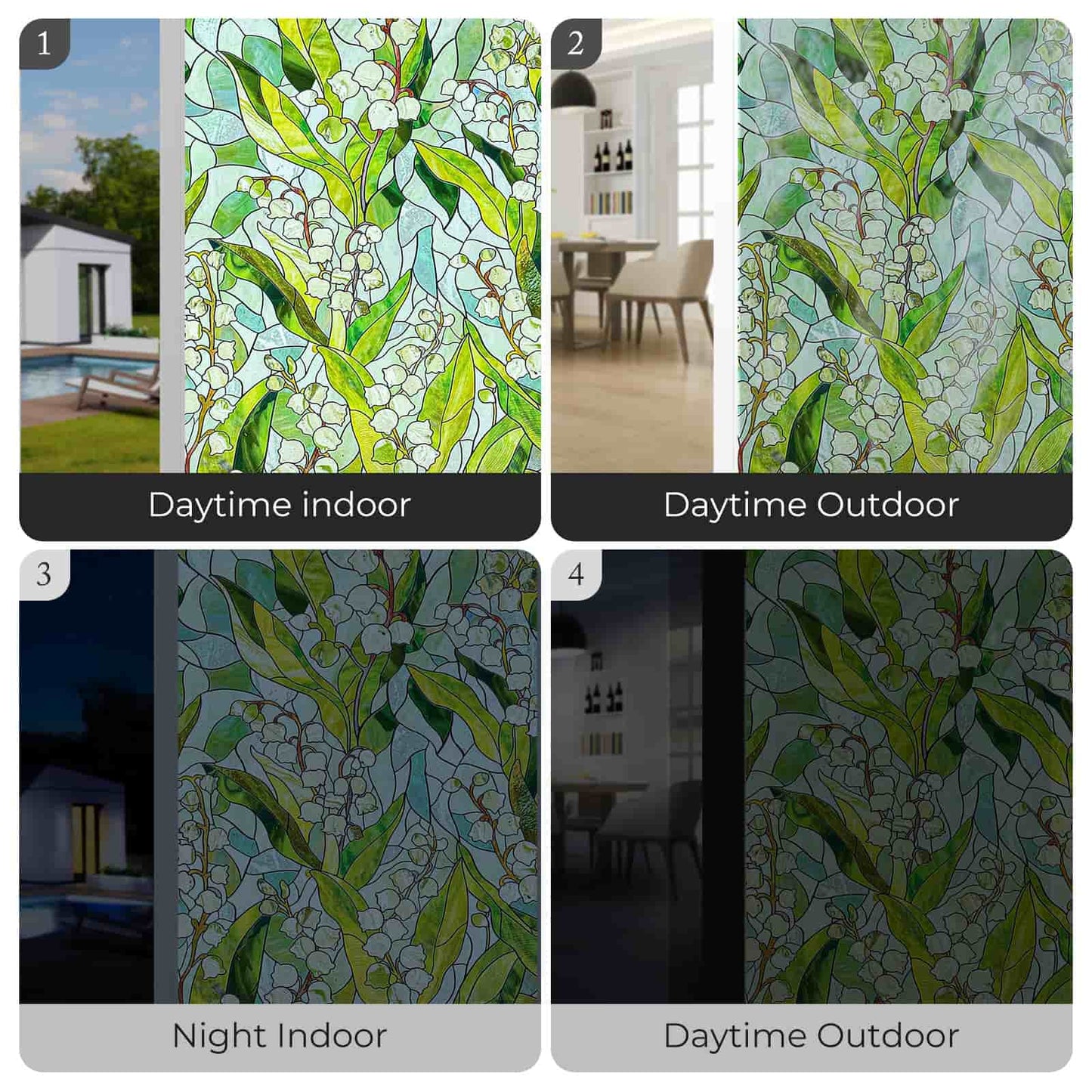 ADD.HERES Linglan 3D Stained Glass Window Film Static Cling