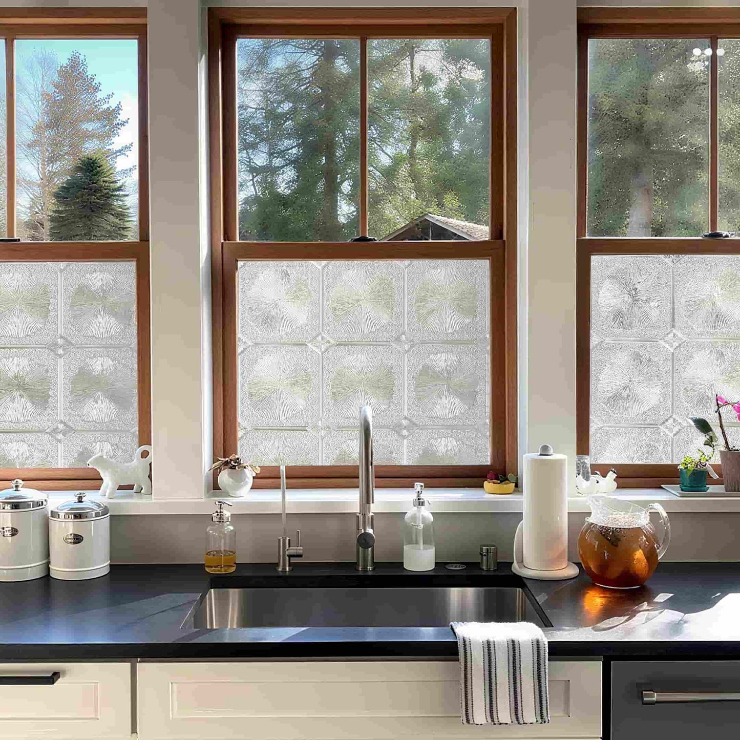 ADD.HERES Lotus Leaf 3D Stained Glass Window Film Static Cling