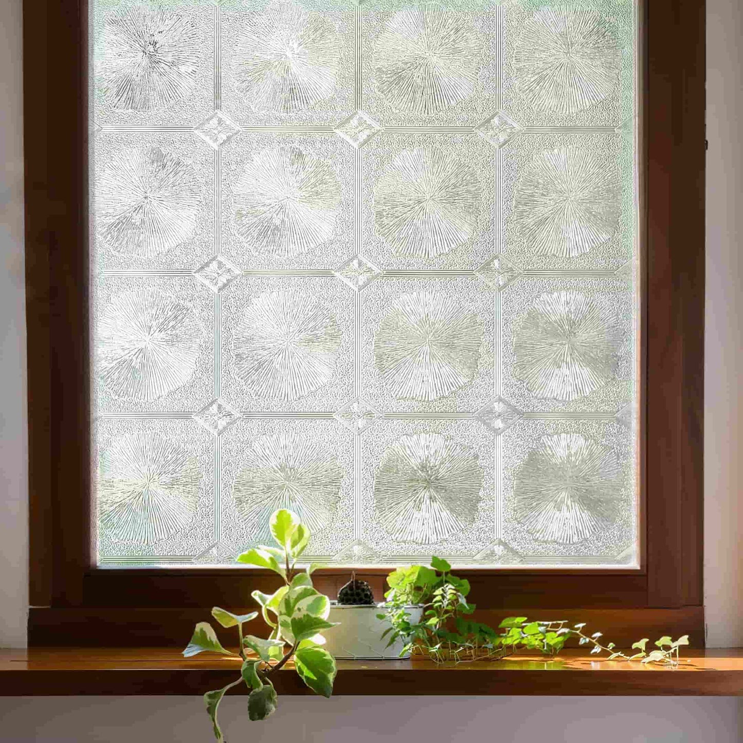 ADD.HERES Lotus Leaf 3D Stained Glass Window Film Static Cling