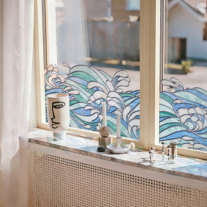 ADD.HERES Ocean Serenade 3D Stained Glass Window Film Static Cling