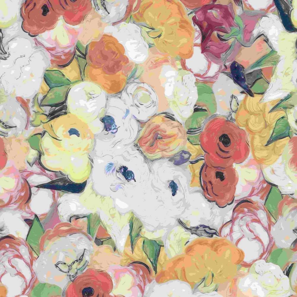 ADD.HERES Oil Painting Flowers 3D Stained Glass Window Film Static Cling