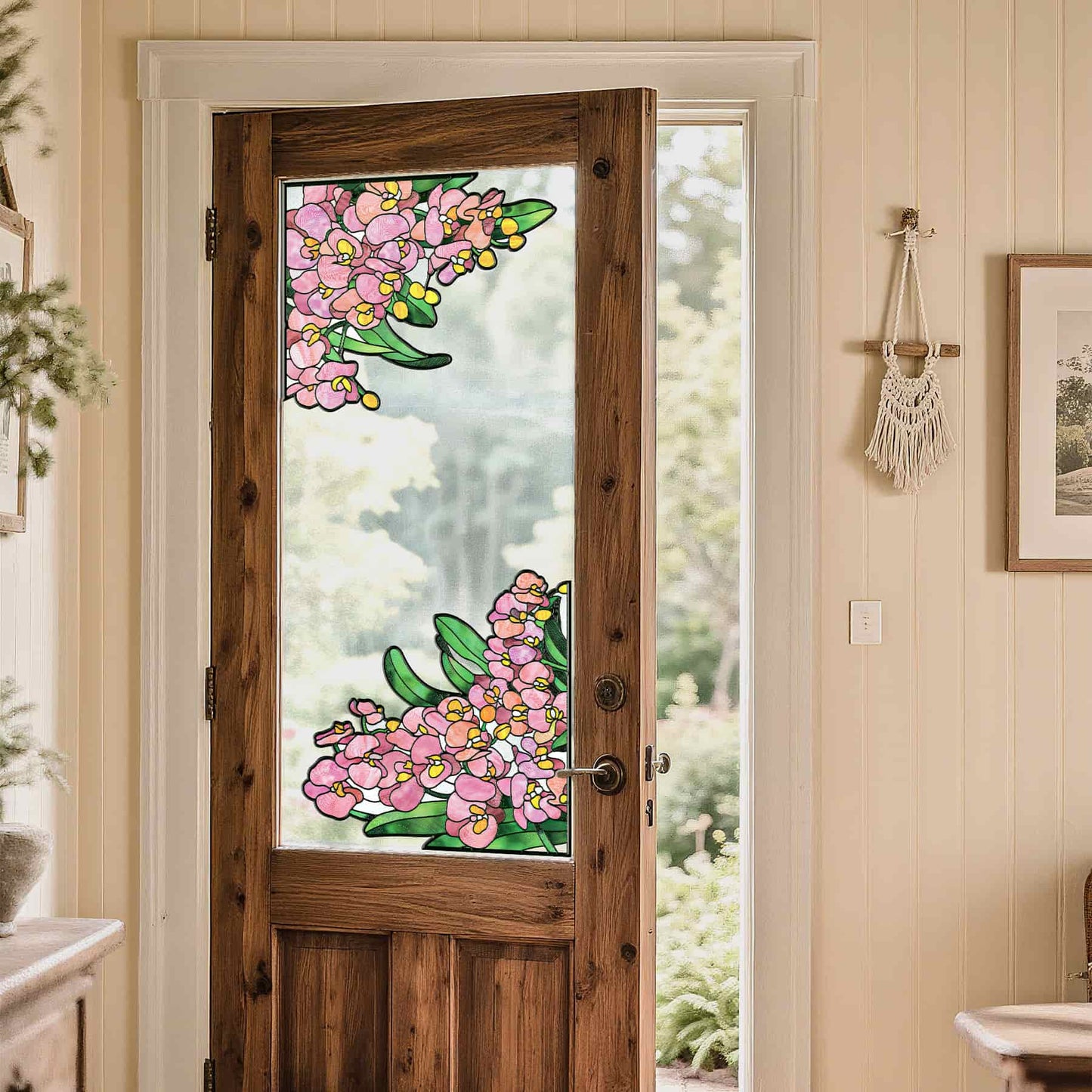 ADD.HERES Phalaenopsis 3D Stained Glass Window Film Static Cling