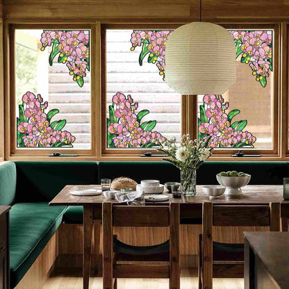 ADD.HERES Phalaenopsis 3D Stained Glass Window Film Static Cling