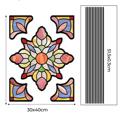 ADD.HERES Prismatic Lotus 3D Stained Glass Window Film Static Cling