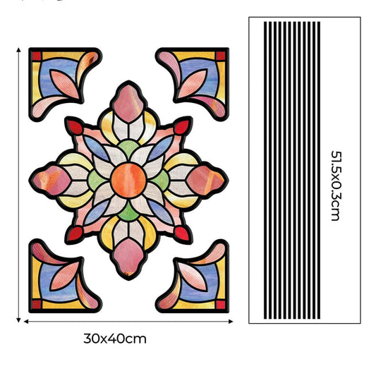 ADD.HERES Prismatic Lotus 3D Stained Glass Window Film Static Cling