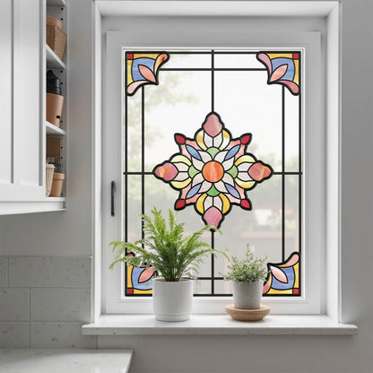 ADD.HERES Prismatic Lotus 3D Stained Glass Window Film Static Cling