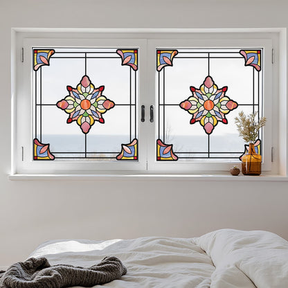 ADD.HERES Prismatic Lotus 3D Stained Glass Window Film Static Cling