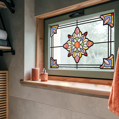 ADD.HERES Prismatic Lotus 3D Stained Glass Window Film Static Cling