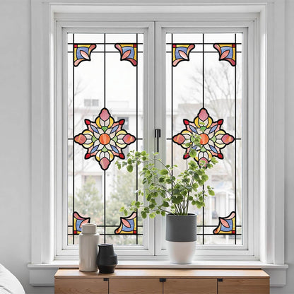 ADD.HERES Prismatic Lotus 3D Stained Glass Window Film Static Cling