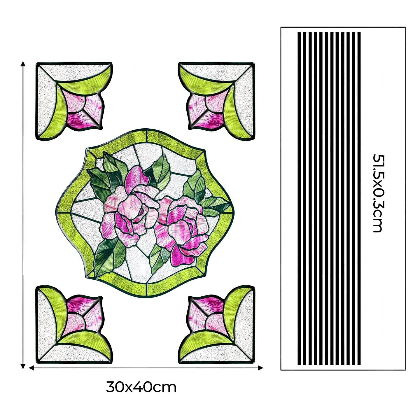 ADD.HERES Rose Garden 3D Stained Glass Window Film Static Cling