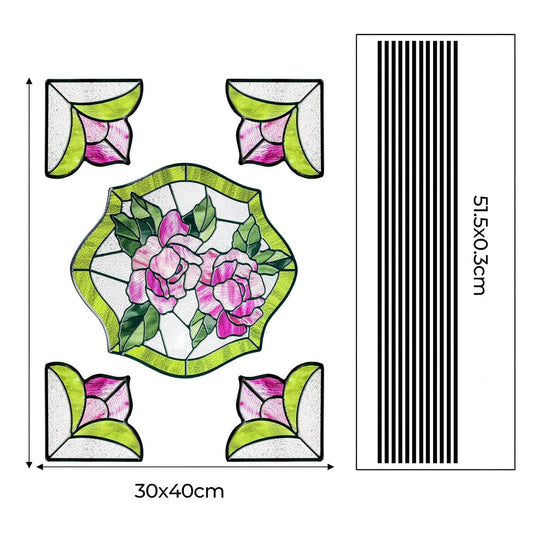 ADD.HERES Rose Garden 3D Stained Glass Window Film Static Cling