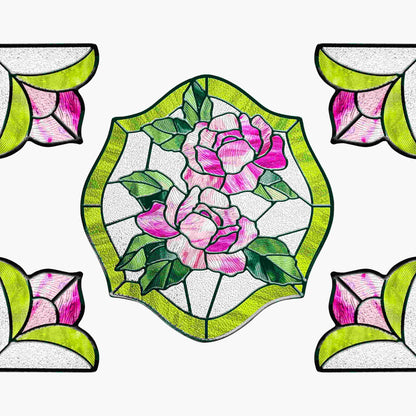 ADD.HERES Rose Garden 3D Stained Glass Window Film Static Cling