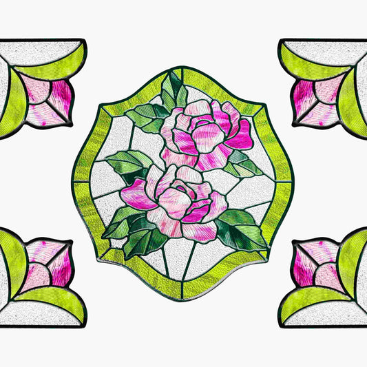 ADD.HERES Rose Garden 3D Stained Glass Window Film Static Cling