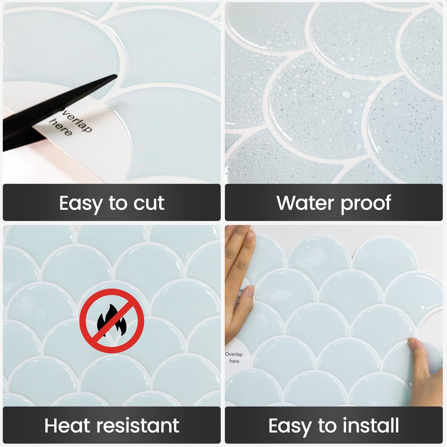 ADD.HERES Scallop Peel and Stick Backsplash Self-Adhesive 5 Sheets