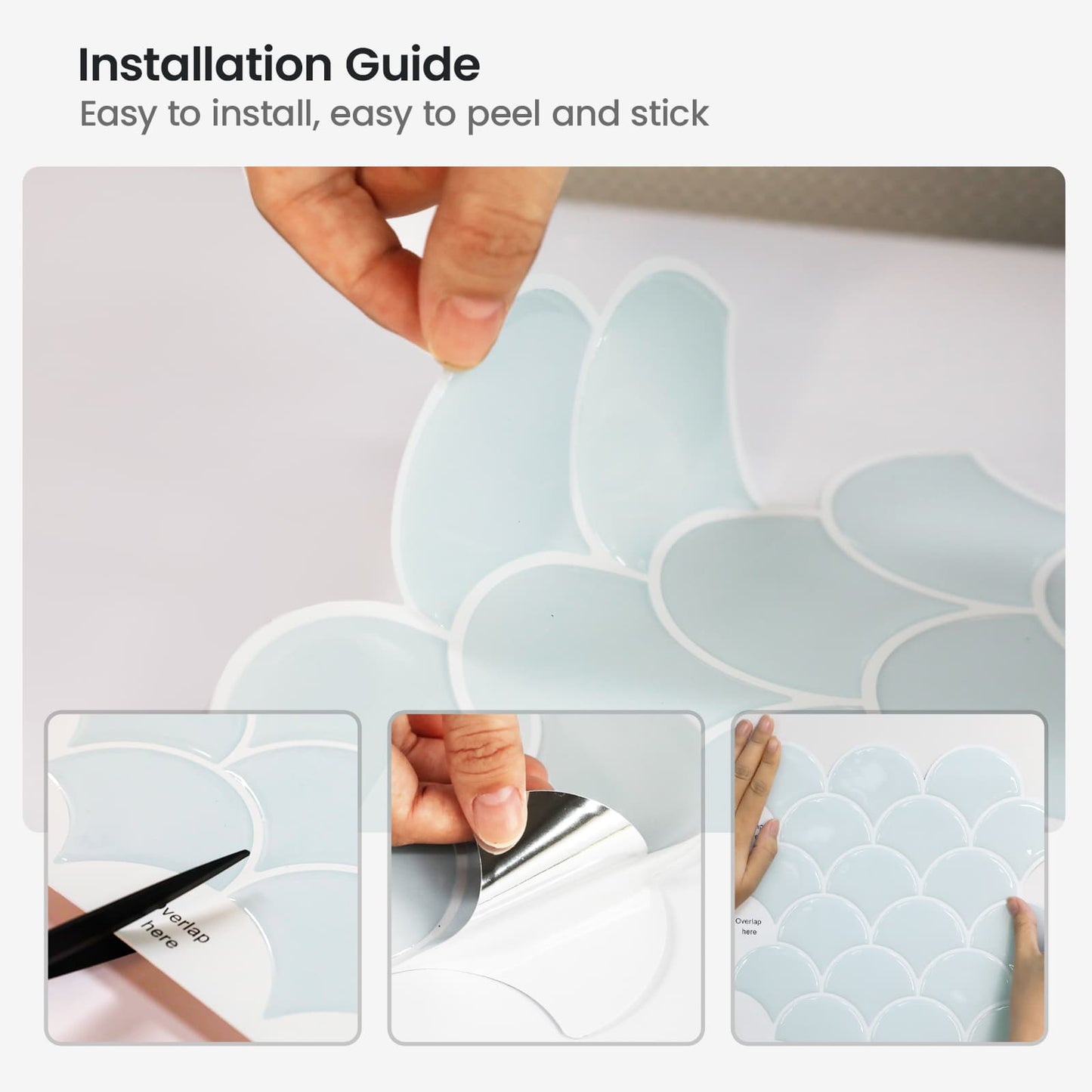 ADD.HERES Scallop Peel and Stick Backsplash Self-Adhesive 5 Sheets