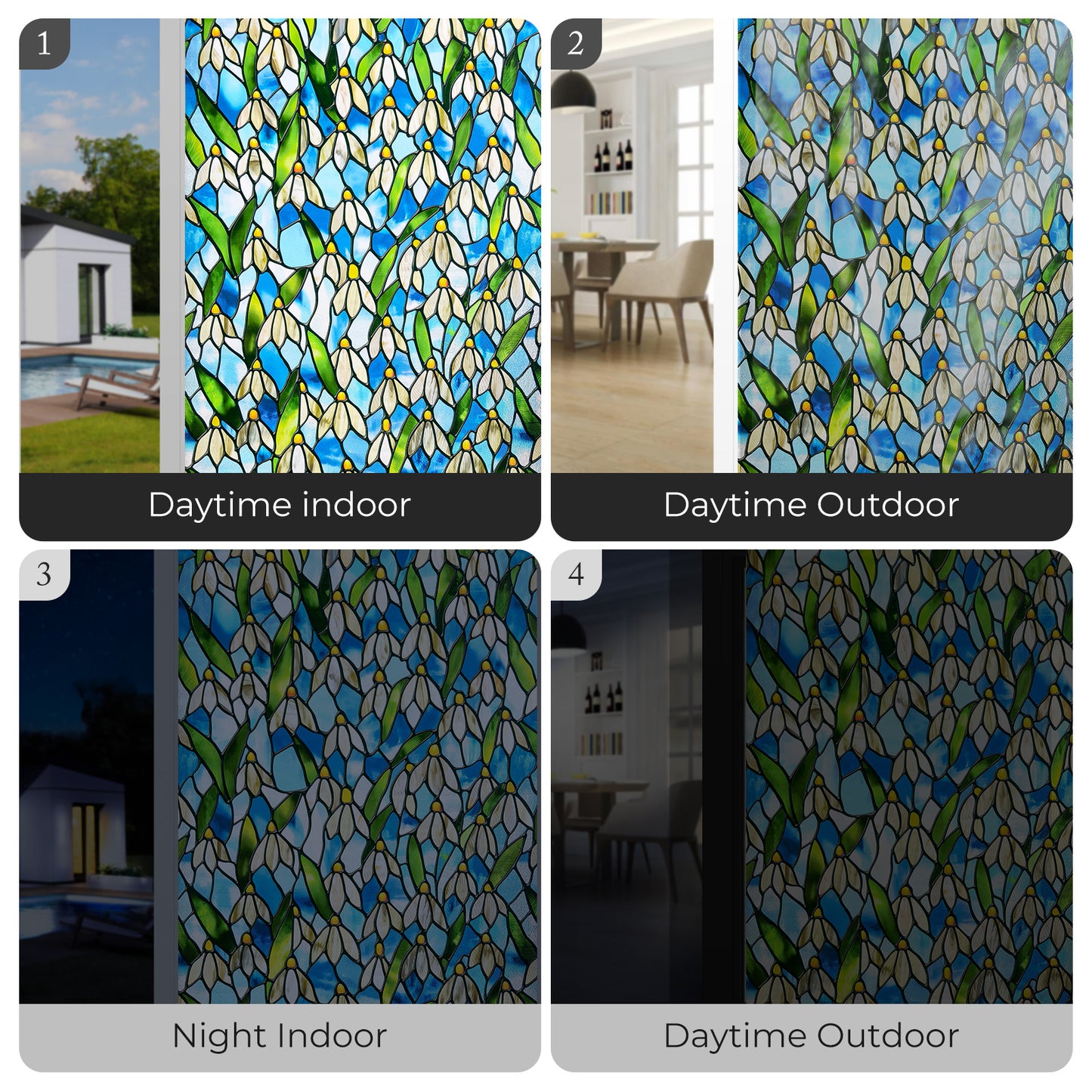 ADD.HERES Snowdrop 3D Stained Glass Window Film