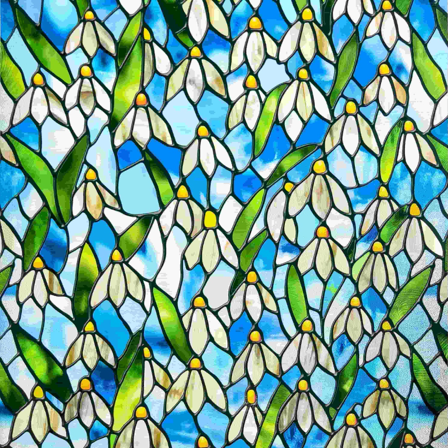 ADD.HERES Snowdrop 3D Stained Glass Window Film Static Cling