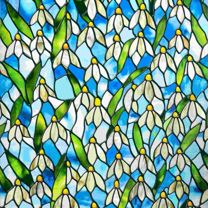 ADD.HERES Snowdrop 3D Stained Glass Window Film Static Cling