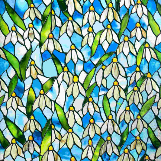 ADD.HERES Snowdrop 3D Stained Glass Window Film Static Cling