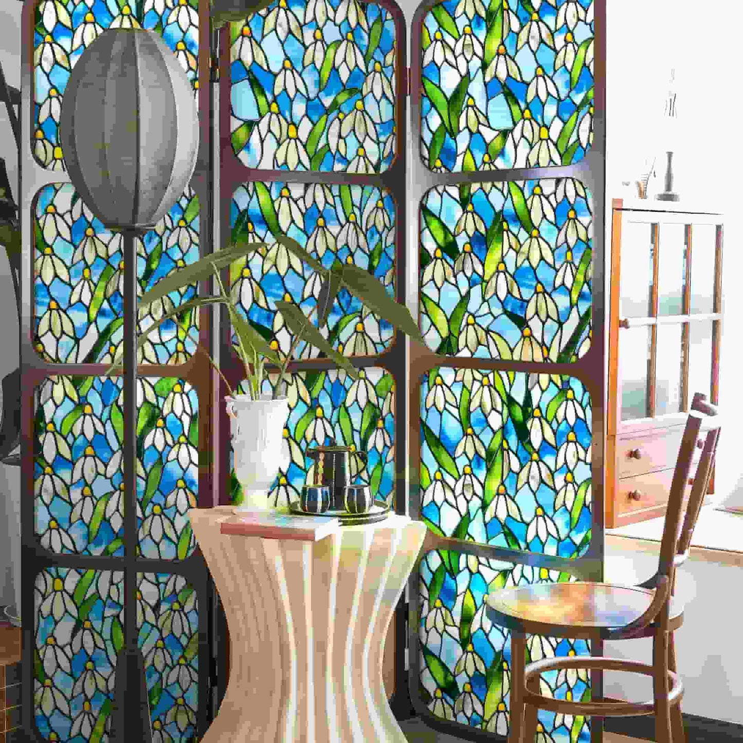 ADD.HERES Snowdrop 3D Stained Glass Window Film Static Cling