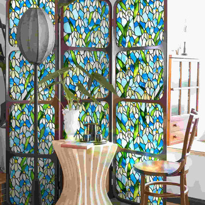 ADD.HERES Snowdrop 3D Stained Glass Window Film Static Cling