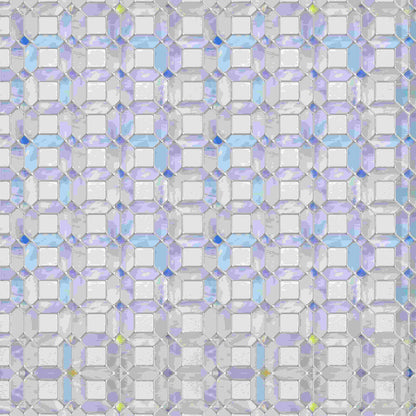 Tanzanite 3D Stained Glass Window Film - Iridescent purple & blue mosaic privacy film for home windows