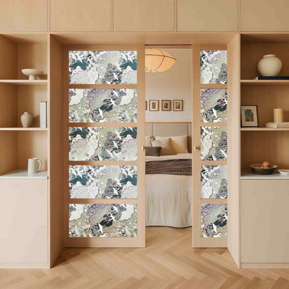 Thousand Cranes 3D Stained Glass Window Film - Japanese art privacy film for sliding closet doors & room dividers.