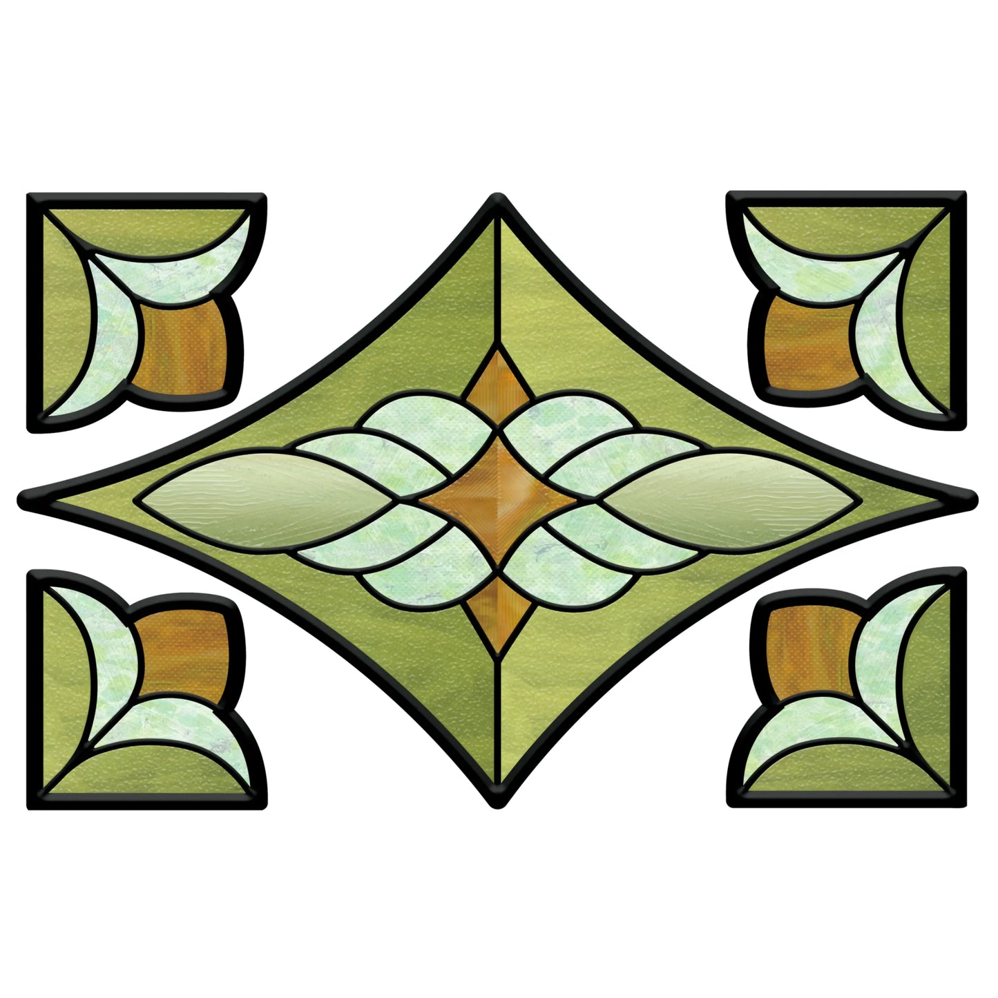 ADD.HERES Verdant Prism 3D Stained Glass Window Film Static Cling