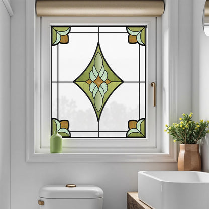 ADD.HERES Verdant Prism 3D Stained Glass Window Film Static Cling
