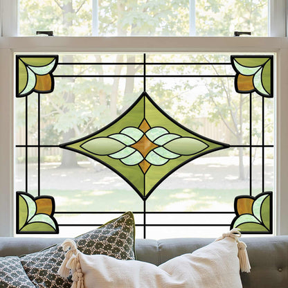 ADD.HERES Verdant Prism 3D Stained Glass Window Film Static Cling