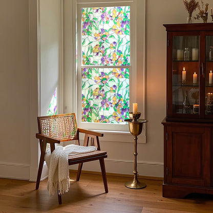 ADD.HERES Viola tricolor 3D Stained Glass Window Film Static Cling