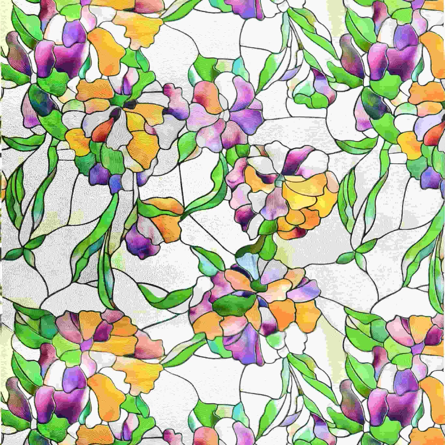 ADD.HERES Viola tricolor 3D Stained Glass Window Film Static Cling