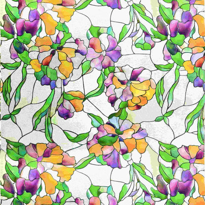 ADD.HERES Viola tricolor 3D Stained Glass Window Film Static Cling