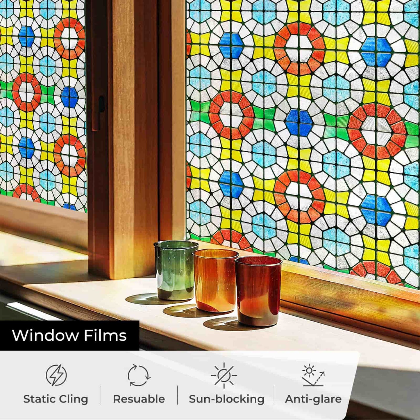 ADD.HERES West Grace 3D Stained Glass Window Film Static Cling