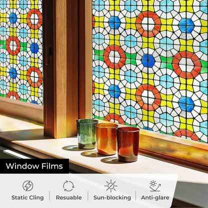 ADD.HERES West Grace 3D Stained Glass Window Film Static Cling
