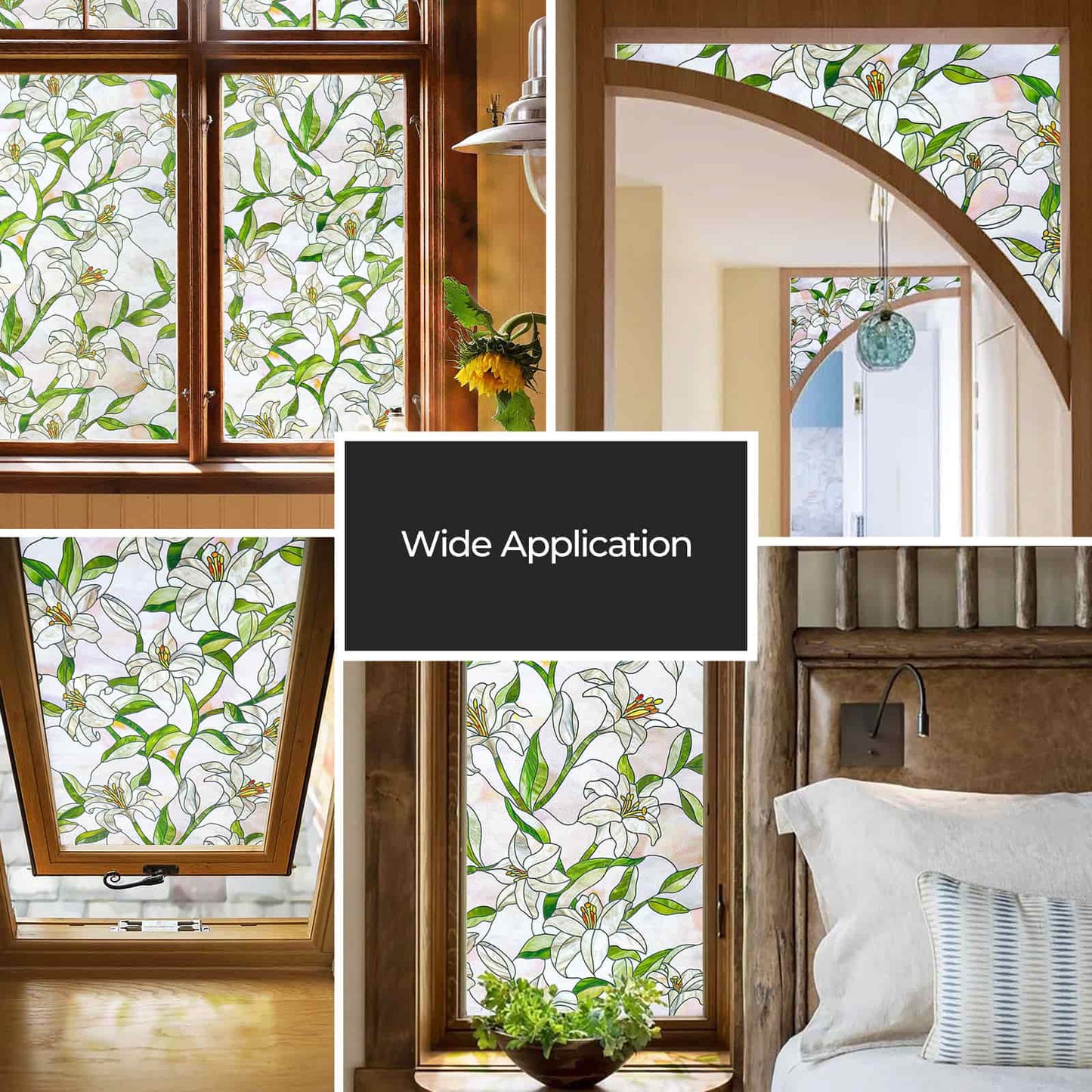 ADD.HERES White Lily 3D Stained Glass Window Film