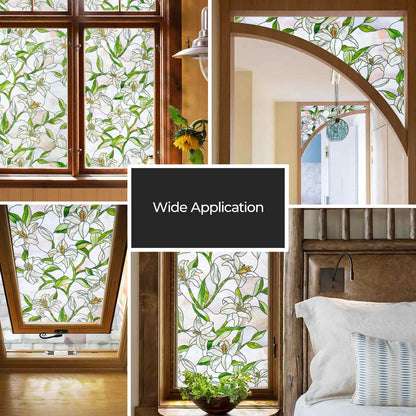 ADD.HERES White Lily 3D Stained Glass Window Film