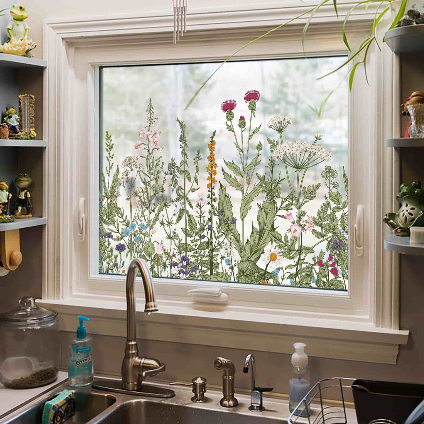 ADD.HERES Wildflower Reverie‌ 3D Stained Glass Window Film Static Cling