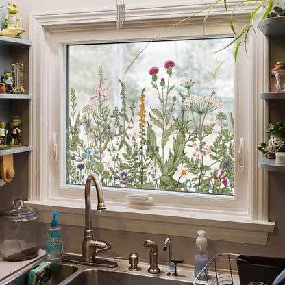 ADD.HERES Wildflower Reverie‌ 3D Stained Glass Window Film Static Cling