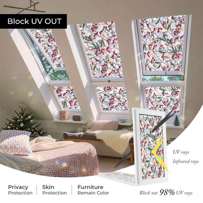 ADD.HERES Winter Berries 3D Stained Glass Window Film