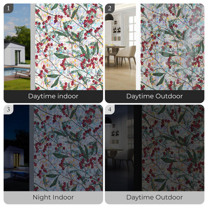 ADD.HERES Winter Berries 3D Stained Glass Window Film