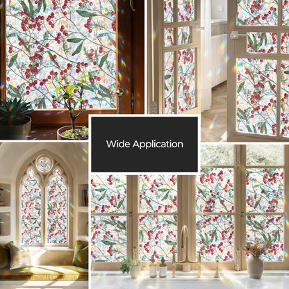 ADD.HERES Winter Berries 3D Stained Glass Window Film