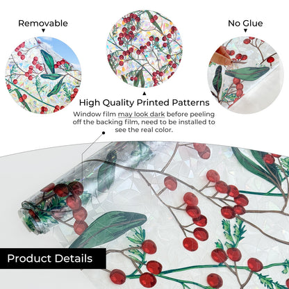 ADD.HERES Winter Berries 3D Stained Glass Window Film