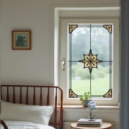 ADD.HERES Amber Starry Light 3D Stained Glass Window Film Static Cling