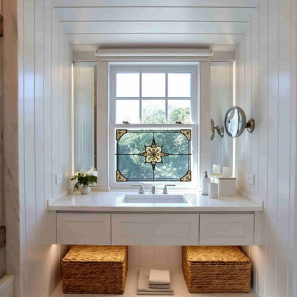 ADD.HERES Amber Starry Light 3D Stained Glass Window Film Static Cling