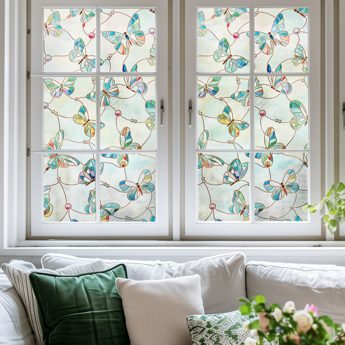 ADD.HERES Butterfly 3D Stained Glass Window Film Static Cling