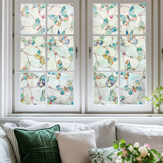ADD.HERES Butterfly 3D Stained Glass Window Film Static Cling