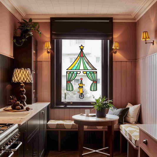 ADD.HERES Circus 3D Stained Glass Window Film Static Cling