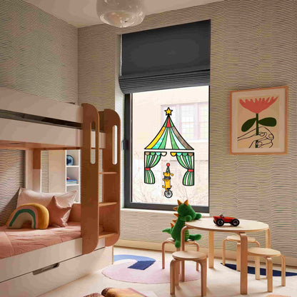 ADD.HERES Circus 3D Stained Glass Window Film Static Cling