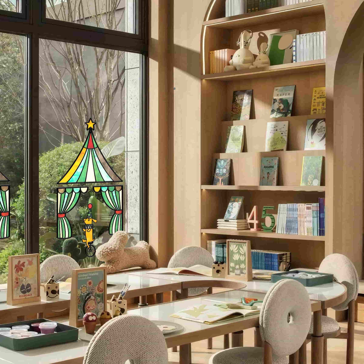 ADD.HERES Circus 3D Stained Glass Window Film Static Cling